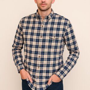 Orvis Vintage Plaid Flannel Button Up Wool Blend Large